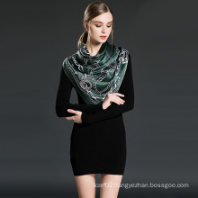 Pure Silk Printed Scarf for Women Green